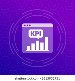 KPI icon with a graph, business software vector
