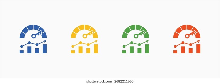 Kpi Icon Set Color Colección de estilo múltiple