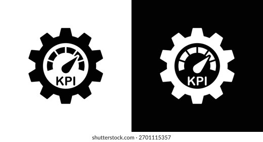 KPI icon silhouette vector in black colors. flat symbol logo design style