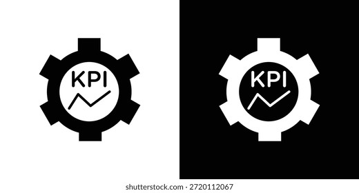 Icono de KPI ilustraciones gráficas planas simples. Vector de silueta blanco y negro