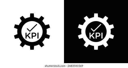 KPI icon vector graphics. Flat solid black vector set