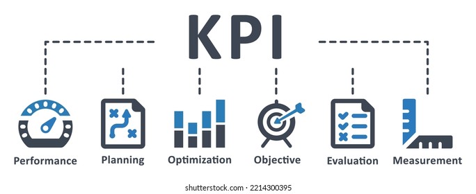 KPI icon - vector illustration . KPI , key, performance, indicator, objective, measurement, optimization, strategy, evaluation, infographic, template, presentation, concept, banner, icon set, icons .