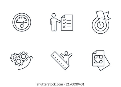 Juego de iconos de KPI. Elementos vectores de símbolo de paquete de KPI para web de infografía