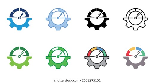 KPI Icons Set Vector Multiple Style Collection