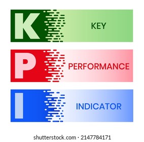KPI - Key Performance Indicator acronym. lettering illustration with icons for web banner, flyer, landing page, presentation, book cover, article, etc.