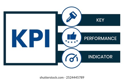 KPI - Key Performance Indicator acronym. lettering illustration with icons for web banner, flyer, landing page, presentation, book cover, article, etc.