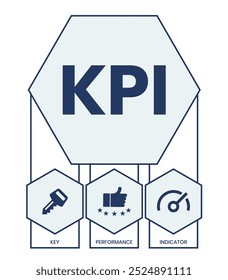 KPI - Key Performance Indicator acronym. lettering illustration with icons for web banner, flyer, landing page, presentation, book cover, article, etc.