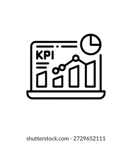 Gráfico de negocio del indicador clave de rendimiento del KPI en la pantalla del ordenador portátil