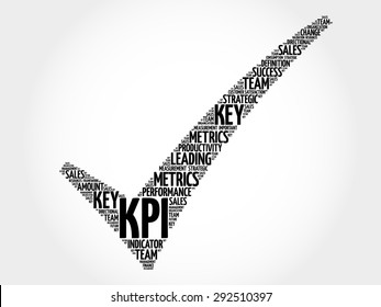 KPI - Key Performance Indicator check mark, vector business concept words cloud