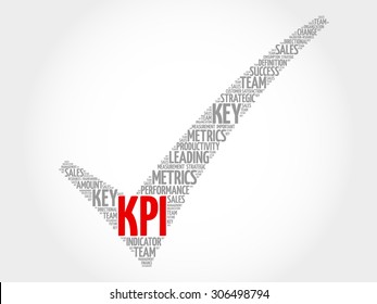 KPI - Key Performance Indicator check mark, vector business concept words cloud