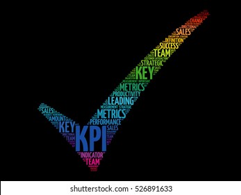 KPI - Key Performance Indicator check mark, business concept words cloud