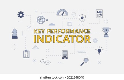 kpi key performance indicator concept with icon set with big word or text on center