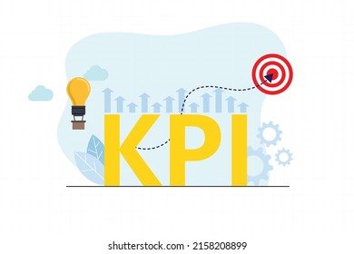 KPI, Key Performance Indicator concept, worker performance, performance results, Staff management, business goals, measure success, Flat vector illustration.