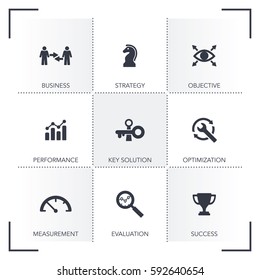 KPI KEY PERFORMANCE INDICATOR ICON SET