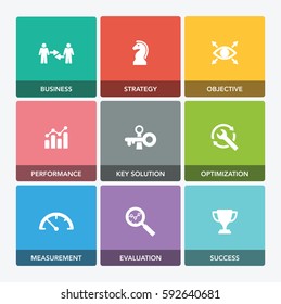 KPI KEY PERFORMANCE INDICATOR ICON SET