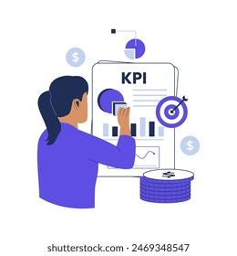 KPI key performance indicator illustration concept. Illustration for websites, landing pages, mobile applications, posters and banners. Trendy flat vector illustration