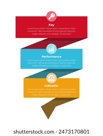 KPI Key Performance Indicator Infografik Vorlage-Diagramm mit vertikaler Bandwelle mit 3-Punkt-Design für Slide-Präsentation Vektorgrafik