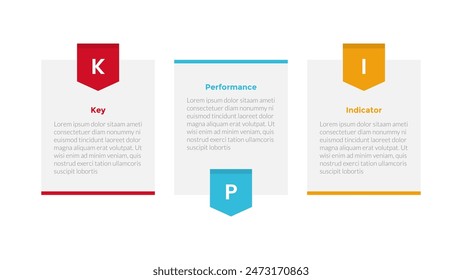KPI Key Performance Indicator Infografik Vorlage-Diagramm mit Tabellenbox mit Plakette mit 3-Punkt-Design für Slide Presentation Vektorgrafik
