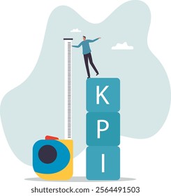 KPI, key performance indicator measurement to evaluate success or meet target, metric or data to review and improve business.business concept.flat character.