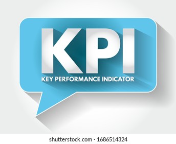 KPI Key Performance Indicator - type of performance measurement, evaluate the success of an organization or of a particular activity in which it engages, acronym text message bubble