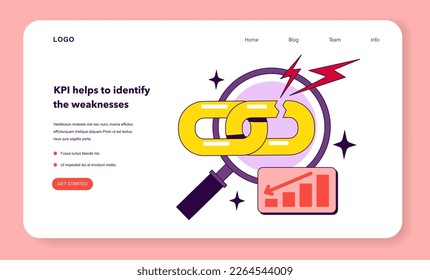 KPI or Key performance indicators. As a metrics system to measure employee efficiency KPI helps to identify the weaknesses. Staff management and development. Flat vector illustration