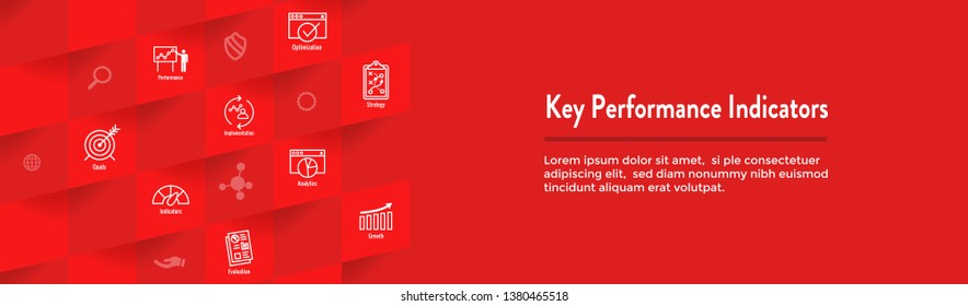 KPI : Key Performance Indicators Web Header Banner and Icon set