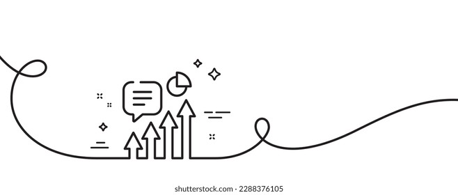 Kpi line icon. Continuous one line with curl. Performance indicator sign. Success progress chart symbol. Kpi single outline ribbon. Loop curve pattern. Vector