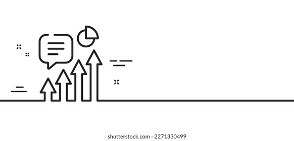 Icono de línea Kpi. Signo del indicador de rendimiento. Símbolo del gráfico de progreso de éxito. Fondo mínimo de la ilustración de línea. Banner de patrón de icono de línea Kpi. Concepto de plantilla web blanca. Vector