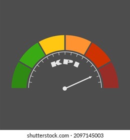 KPI measuring device with arrow and scale.