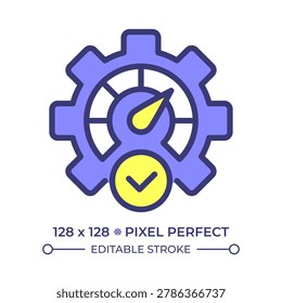 KPI pixel perfect line color icon. Key performance indicator. Quantifiable measure evaluating success of organization. Isolated vector illustration. Flat colorful symbol design. Editable stroke