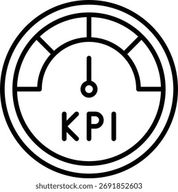 Design vetorial de KPI, medição de desempenho e conceito de rastreamento de progresso, sucesso de negócios e ilustração de realização de metas. Ícone de Linha