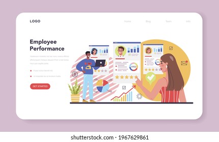 KPI web banner or landing page. Employee evaluation, testing