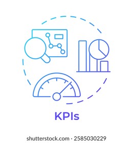 KPIs blue gradient concept icon. Measurable metrics to evaluate employee work. Performance management tool. Round shape line illustration. Abstract idea. Graphic design. Easy to use in booklet