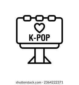 K-Pop Billboard Outline Icon Vector Illustration