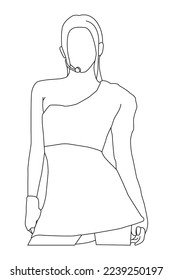 Kpop fashion stage. idols of Koreans performing. K-pop female fashion idol. line art female singer.