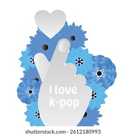 Kpop Finger Heart Gesture Cute Korean Hand Sign Illustration.
