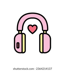 Ilustración de vectores de iconos de auriculares K-Pop