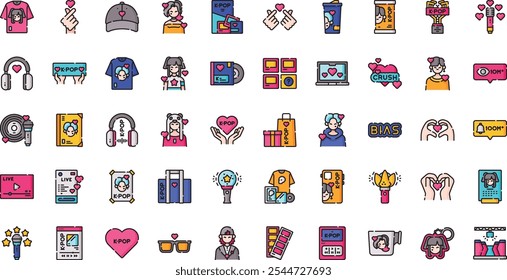 Kpop icons High-Quality Vector Icons Collection with Editable Stroke. Ideal for Professional and Creative Projects.