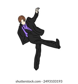 Kpop Idol cartoon, dance pose. Digital art illustration.