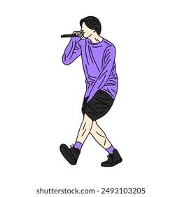 Kpop Idol cartoon, dance pose. Digital art illustration.