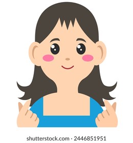 Kpop idol cartoon, Saranghae hand. Vector facial expressions. Digital art illustration 