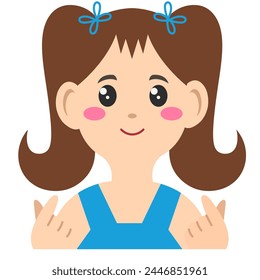 Kpop idol cartoon, Saranghae hand. Vector facial expressions. Digital art illustration 