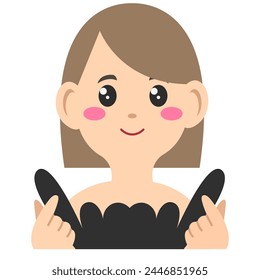 Kpop idol cartoon, Saranghae hand. Vector facial expressions. Digital art illustration 