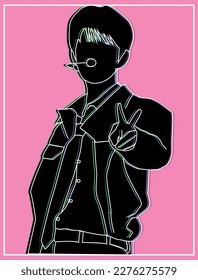 Kpop idol illustration image line art . flat design style vector illustration image eps.10