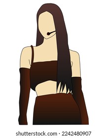 Kpop idol image line art. vector illustration of Korean Girlband 