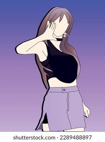 kpop idol star diseño de línea de arte plano imagen eps.10