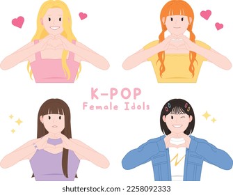 Kpop idols female do heart , Girl group  , pretty Korean girls 