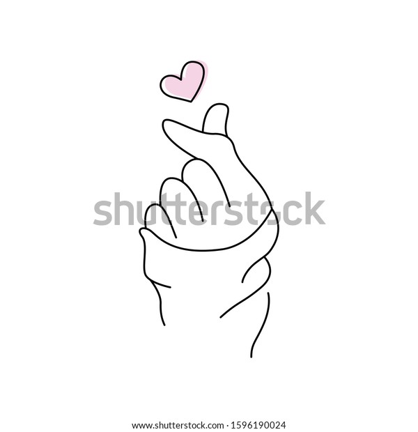 Kpop Korean Finger Heart Love You Stock Vector (Royalty Free) 1596190024