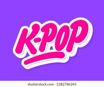 K-pop. Korean pop music style. Vector handwritten lettering.