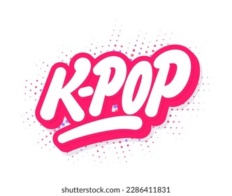 K-pop. Korean pop music style. Vector handwritten lettering.